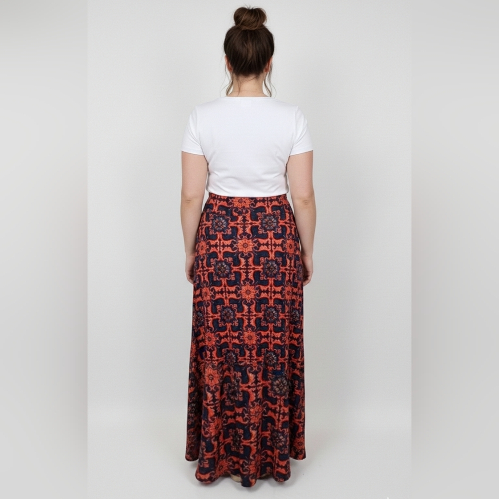 LulaRoe Women's Navy/Red High Waisted Floral Maxi Pleated Skirt Size XL EUC - Picture 8 of 10